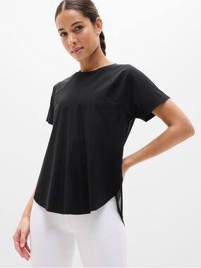 Athleta Black Uptimate mesh Short Sleeve Active Tee M